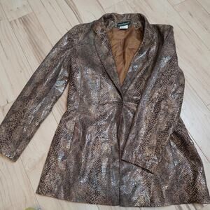 Harvé Benard Snakeskin Print Long Blazer Jacket Y2K Glam Size 8